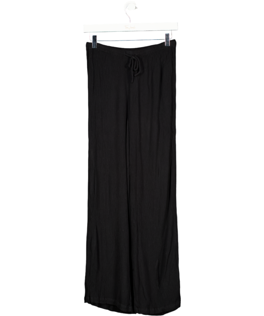 Whistles Black Wide Leg Lightweight Textured Trousers UK 10