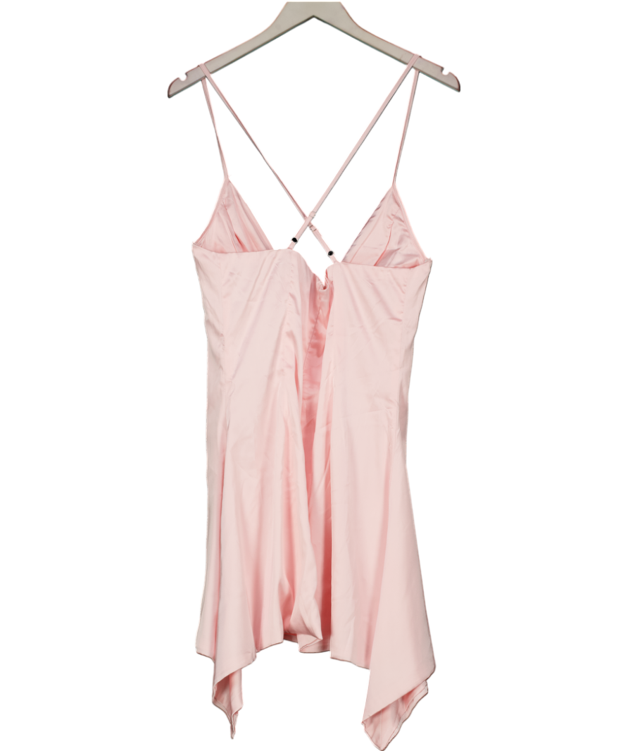 White Fox Baby Pink Satin Mini Dress UK XL
