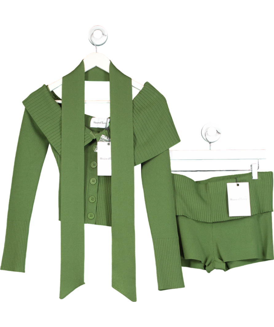 HOUSE OF SUNNY Green One Love Rib Co-ord Set UK 10