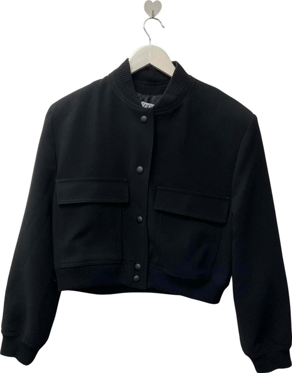 ZARA Black Bomber Jacket With Pockets UK M