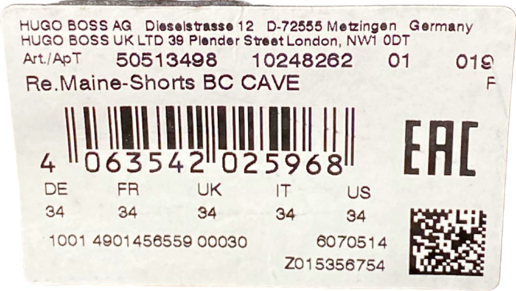 Hugo Boss Grey Denim Re.Maine-Shorts Regular Fit W34