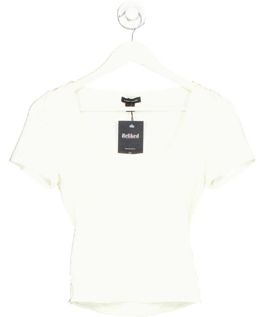 Karen Millen Cream Contour Jersey Shirt UK S