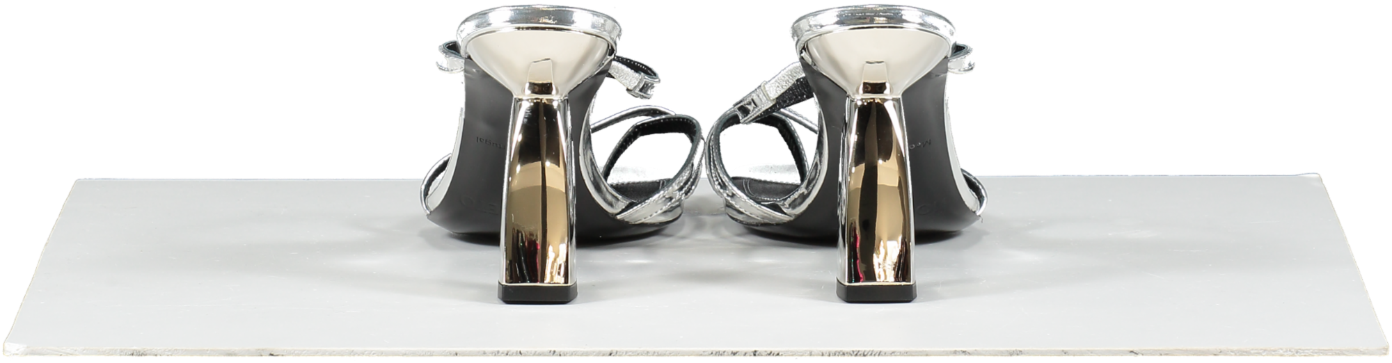 nodaleto Metallic Silver Angel Heeled Sandals UK 6 EU 39 👠