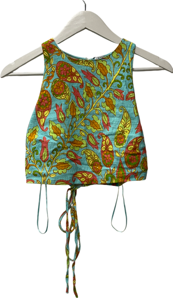ZARA Multicoloured Halter Neck Backless Top UK M