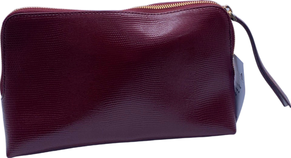 Aspinal of London Burgundy Lizard-Print Leather Large Cosmetic Case