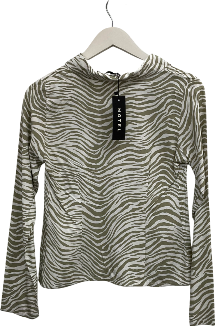 Motelrocks Beige Ruixa Top In Tonal Zebra Print UK S