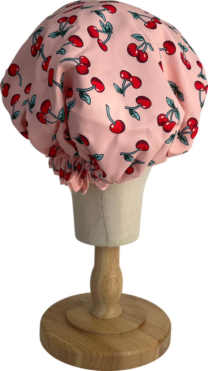 The vintage cosmetic company Cherry Shower Cap, Lightweight And Elasticated Waterproof Cap Pink No size