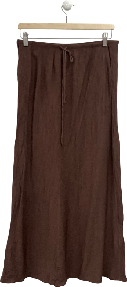 ZARA Brown Long Textured Skirt UK M