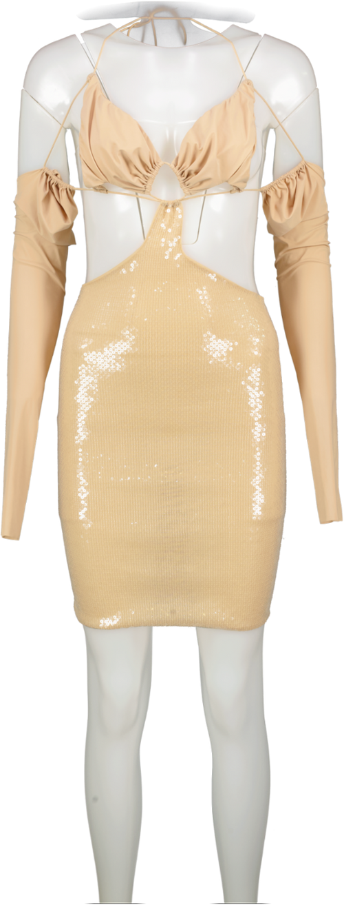 Amazuin Nude Cut Out Sequin Dress One Size