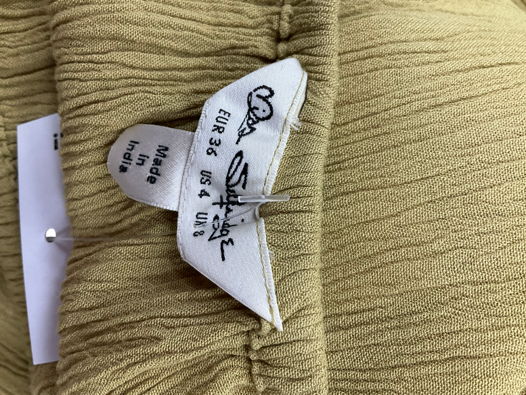 Miss Selfridge Green Crinkle Tiered Prairie Maxi Skirt UK 8