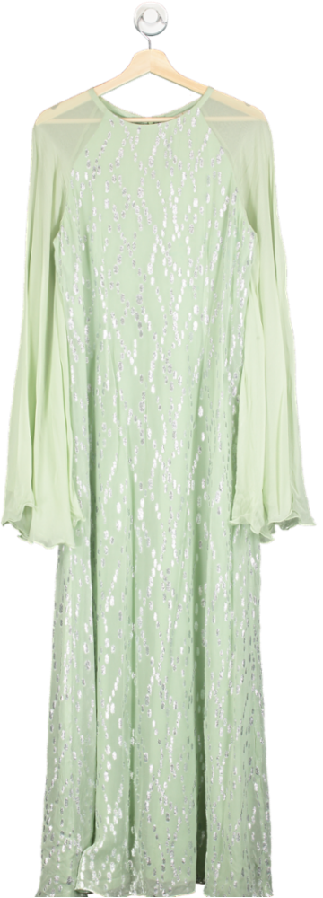 Anthropologie Payal Jain Mint Green Sequin Embellished Maxi Dress Size 14
