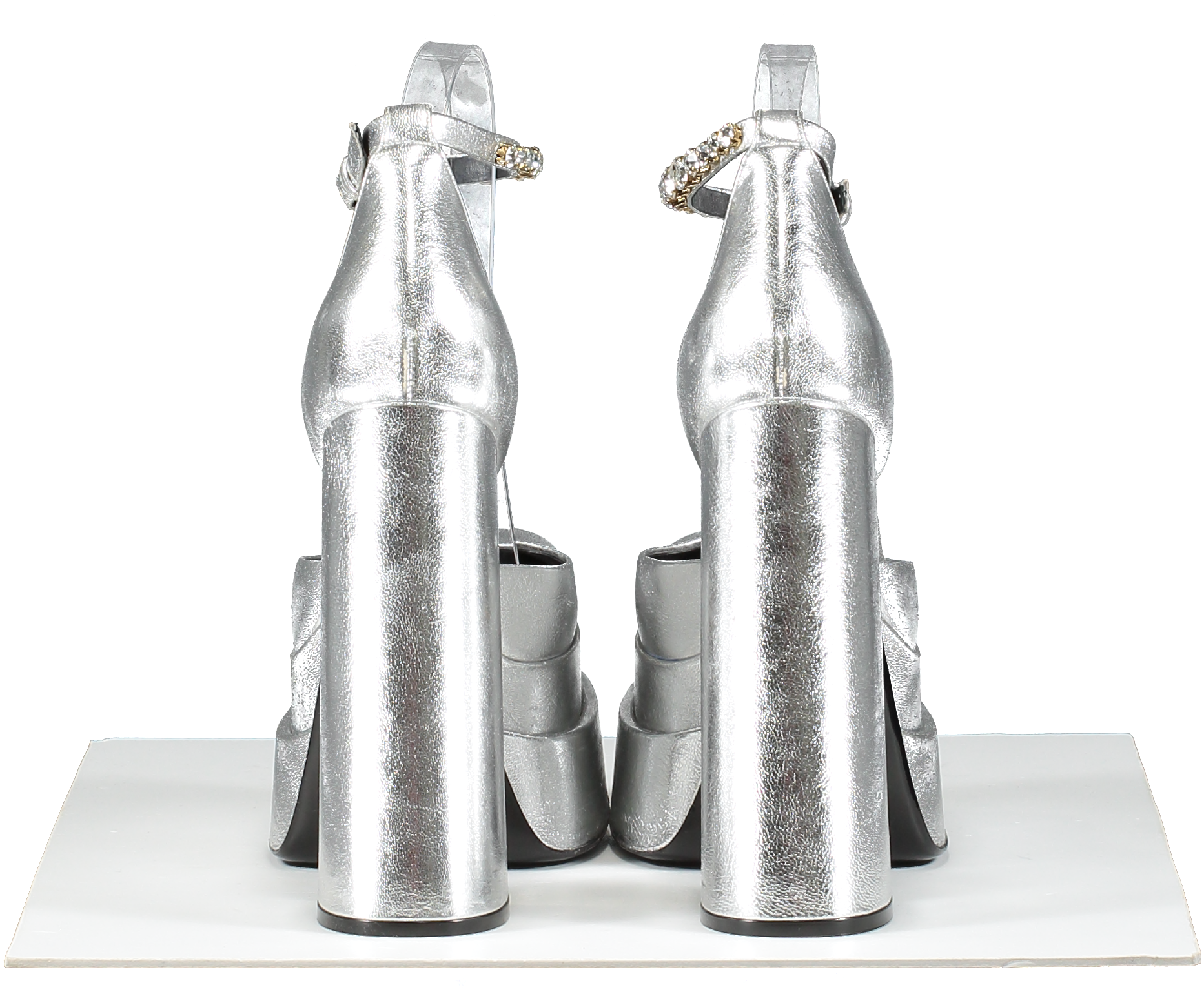 Versace Metallic Silver Medusa Aevitas 155mm Platform Pumps UK 5.5 EU 38.5 👠