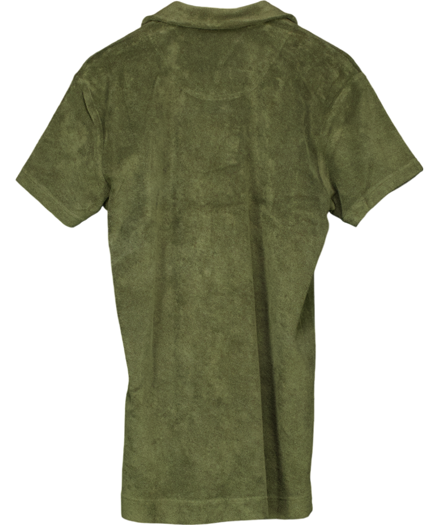 Orlebar Brown Green Terry Towelling Resort Polo Shirt UK M