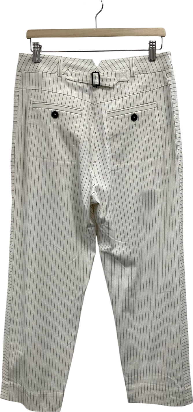 ME+EM White Pinstriped Pleated Trousers UK 12
