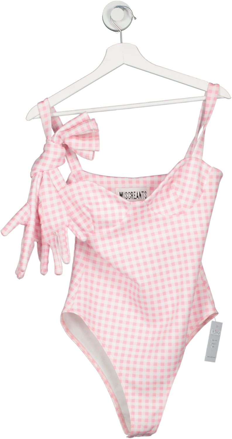 Miscreants Pink Gingham Bodysuit With Gloves UK 10