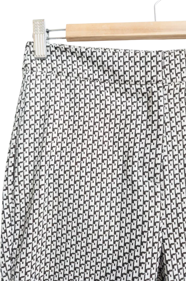 REISS White / Black Gio Jacquard Patterned Trousers UK 8