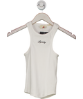 Superdry White Script Embroidered Racer Back Vest UK 6