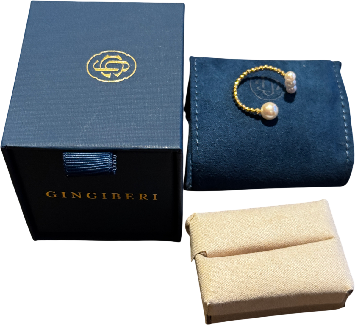 GINGIBERI 18k Solid Yellow Gold Alena Aaa Pearl Ring One Size