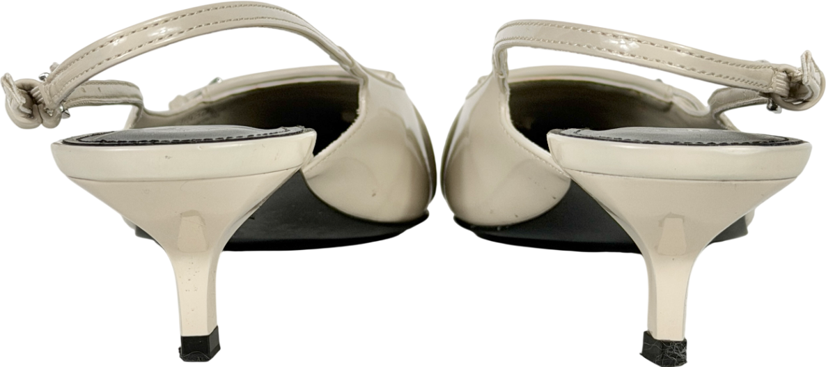 MANGO Cream Buckle Detail Sling Back Kitten Heels UK 6 EU 39 👠