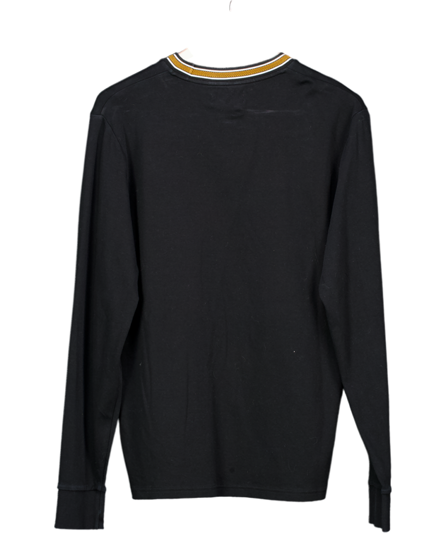Fred Perry Black Twin Tipped Long Sleeve T-shirt UK M