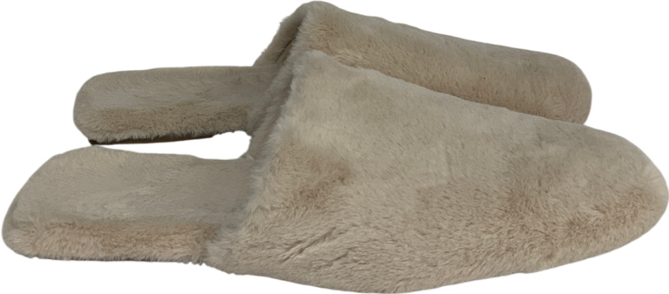 M&S Cream Faux Fur Mule Slippers UK 8 EU 41