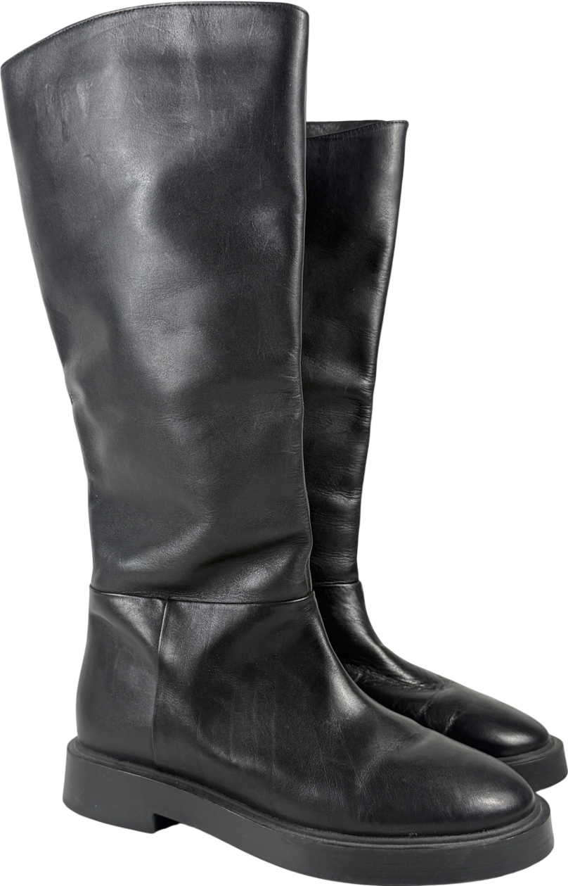 H&M Black Leather Knee High Boots UK 7 EU 40 👠