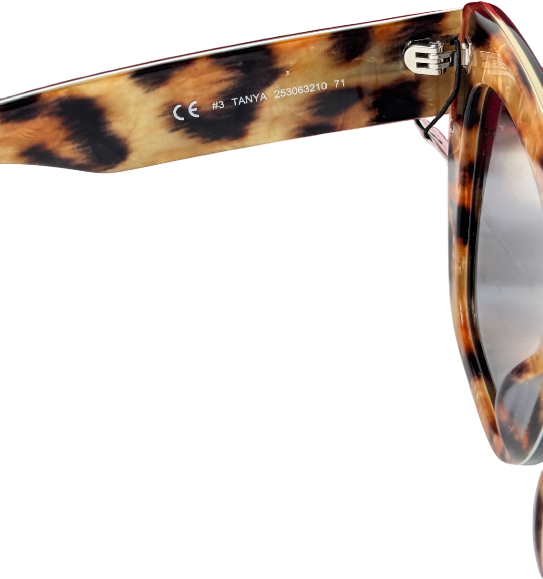 TALBOTS Black Tanya Colorblock Leopard Sunglasses In Case One Size