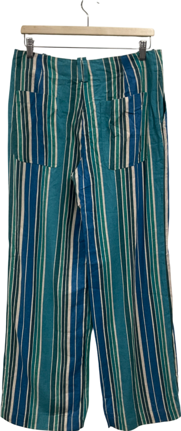 ZARA Blue Linen Blend Trousers UK M