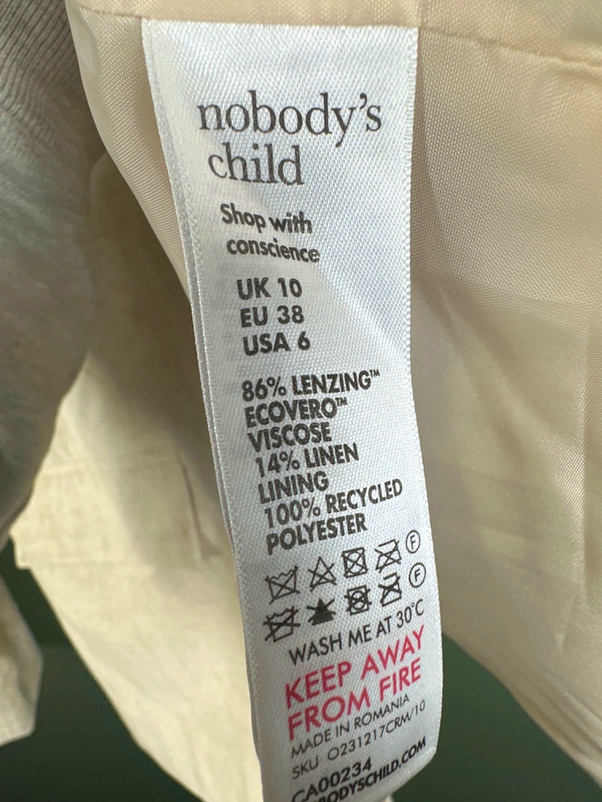 Nobody's Child Beige Linen Blazer UK 10