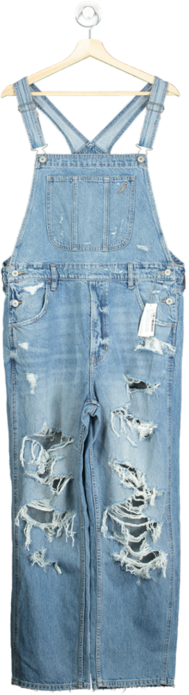 American Eagle Blue Denim Distressed Overalls UK L