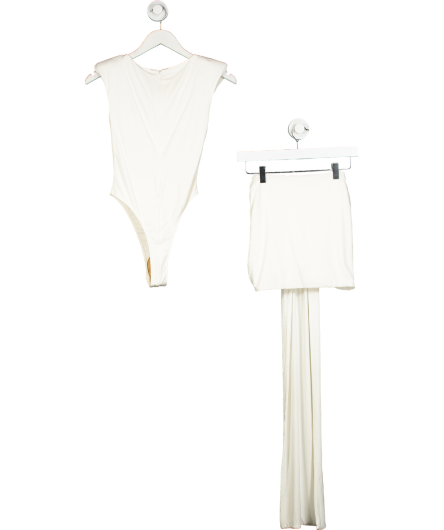 wanderdoll White Nara Bodysuit Drape Mini Skirt UK S