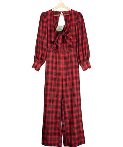 Somerset by Alice Temperley Red Check Tie Front Jumpsuit UK 16