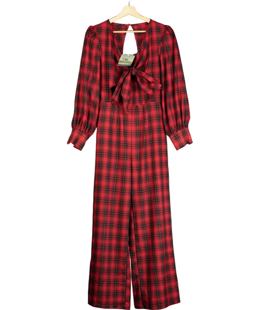 Somerset by Alice Temperley Red Check Tie Front Jumpsuit UK 16