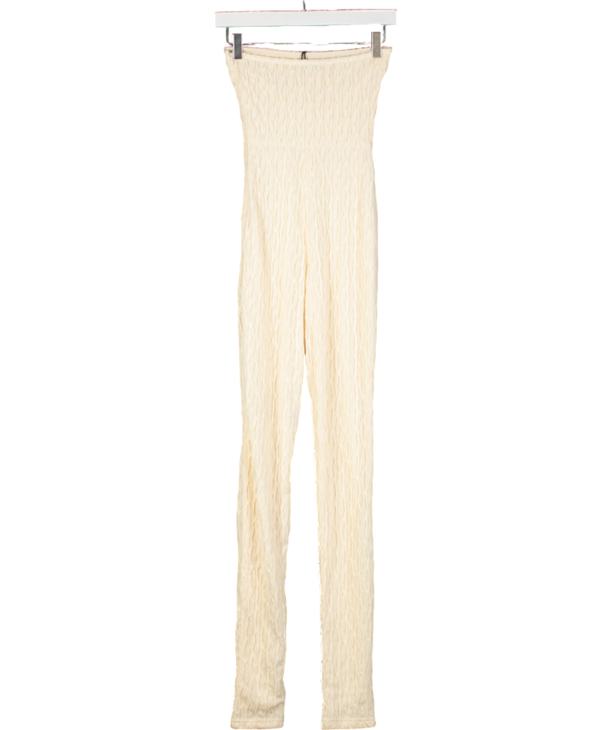 Mars the Label Cream Textured Bandeau Jumpsuit UK 6