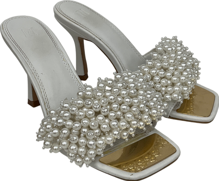 River Island White Pearl Heeled Mule UK 3 EU 36 👠