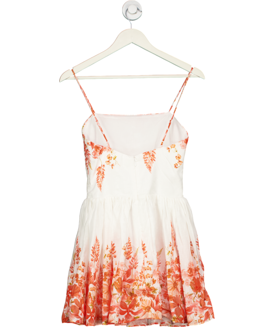 H&M White Patterned Mini Dress 100% Linen UK 6