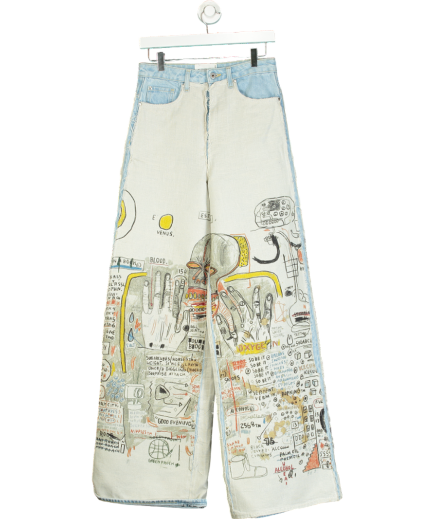 H&M Studio Blue Straight Relaxed High Jeans Light Denim/ Basquiat W28