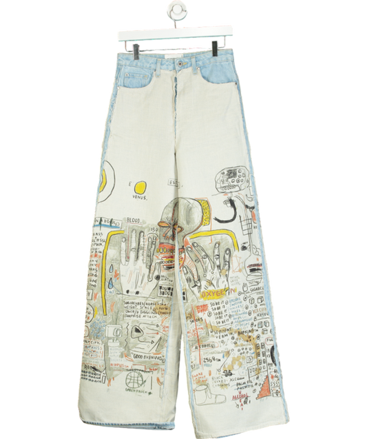 H&M Studio Blue Straight Relaxed High Jeans Light Denim/ Basquiat W28