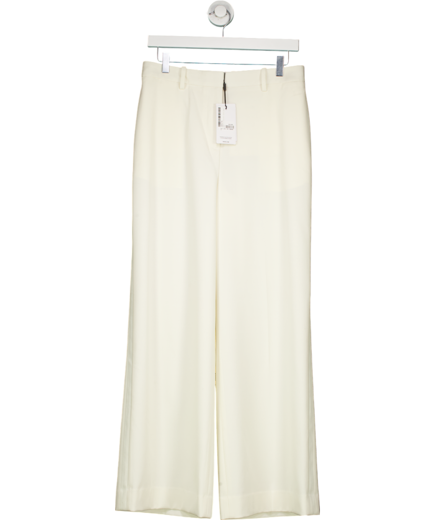 REISS Cream Leanna Tux Wide Leg Trousers - Petite Length UK 10