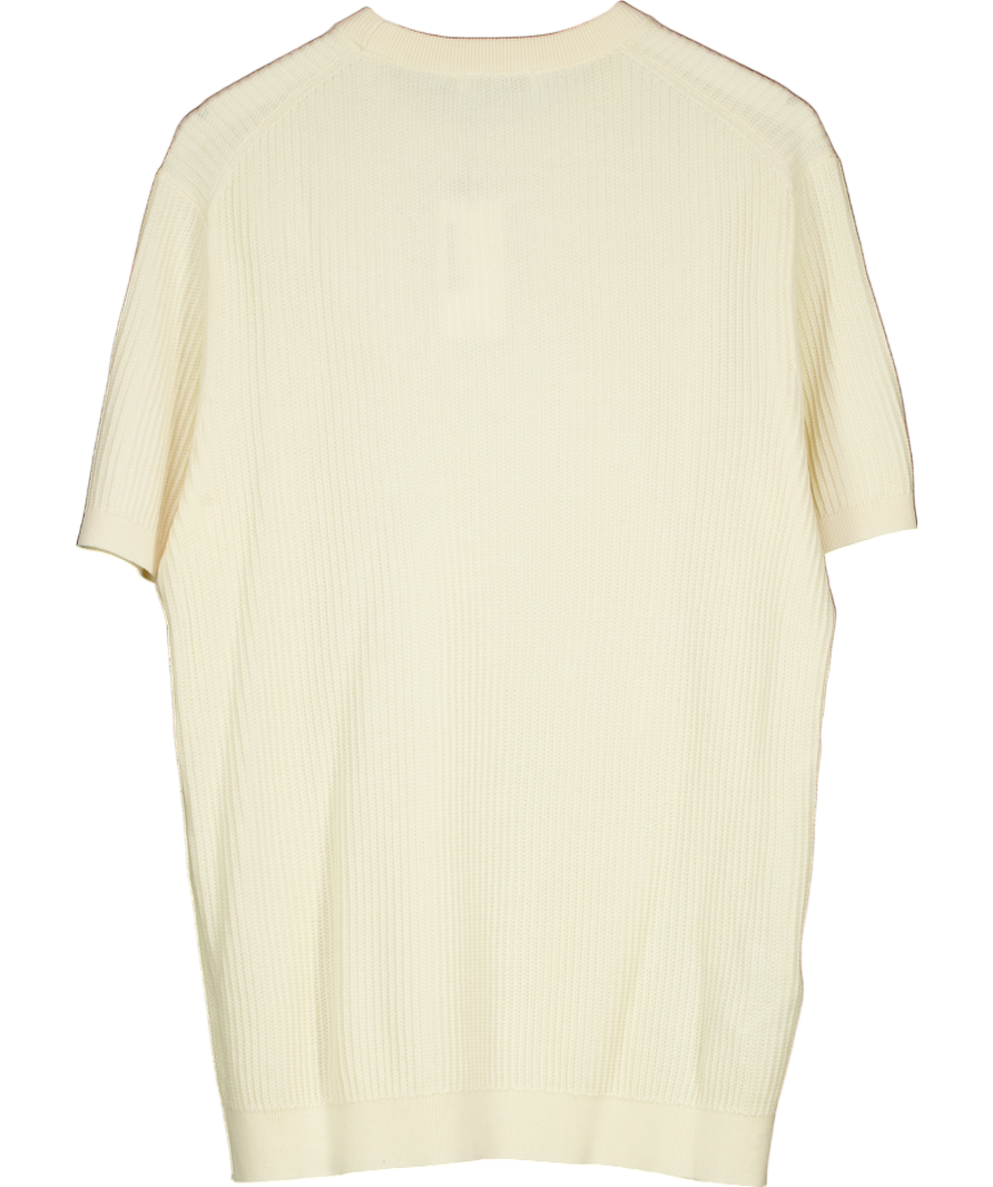 MANGO Cream Ribbed Knit T-shirt UK L