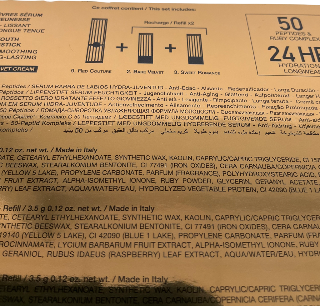 BY TERRY Rouge Opulent Box Set Red Couture X 1, Bare Velvet X 1 Refill, Sweet Romance X 1 Refill