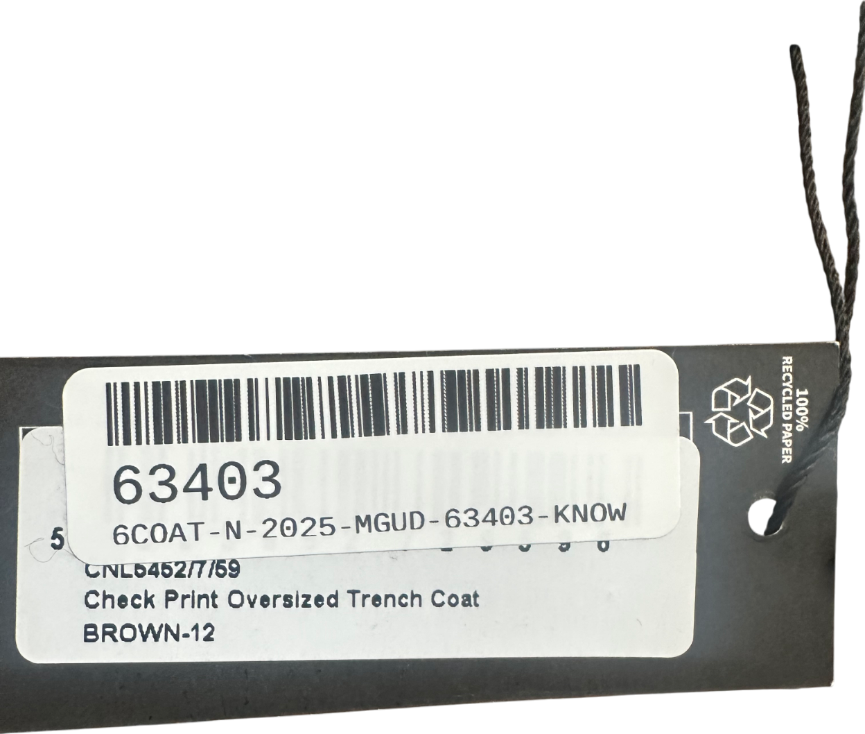 PrettyLittleThing Brown Check Print Oversized Trench Coat UK 12