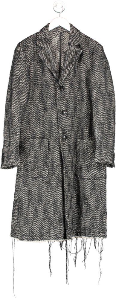 Diesel Black Wool Blend Overcoat One Size