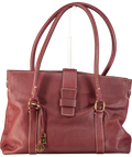 Loro Piana Red Burgundy Pebbled Leather Large Shoulder Bag With Gold LP Charms