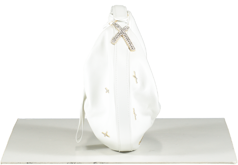 GENNY White Fortune Bag With X Applications And Rhinestones