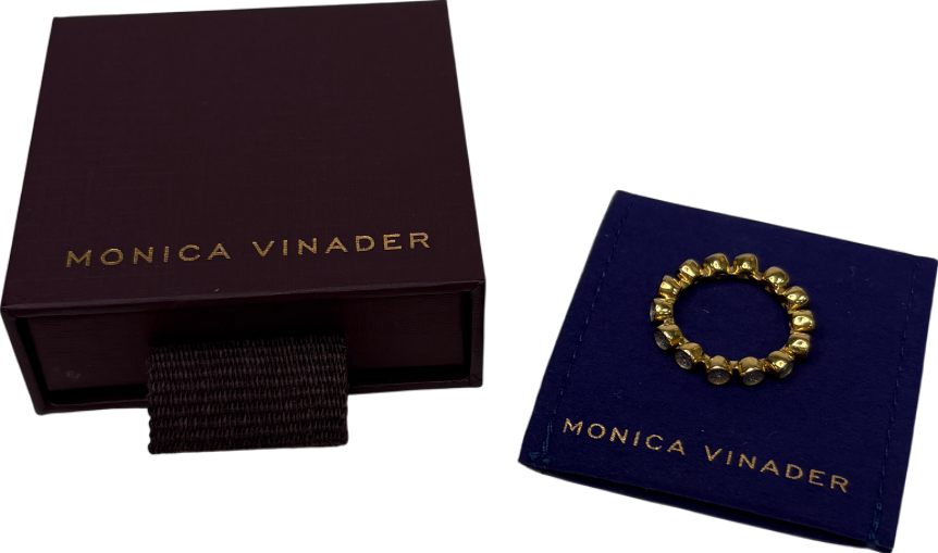 Monica Vinader Metallic 18k Gold vermeil Diamond Essential Tennis Ring SIZE J