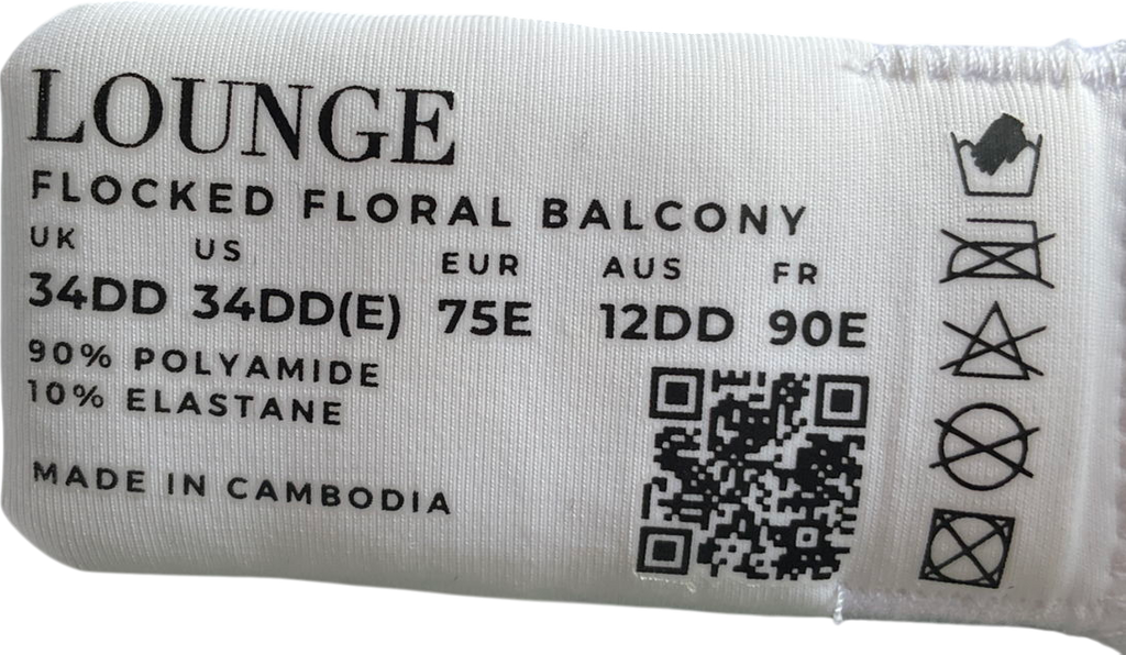 Lounge Underwear White Flocked Floral Balcony Bra UK 34DD