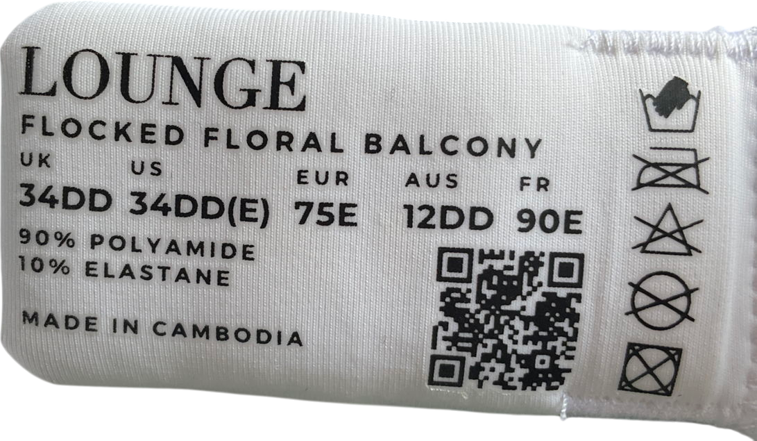 Lounge Underwear White Flocked Floral Balcony Bra UK 34DD
