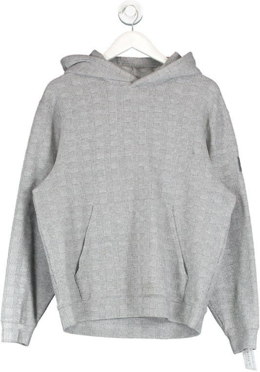 Grey Oversized Checked Hoodie One Size