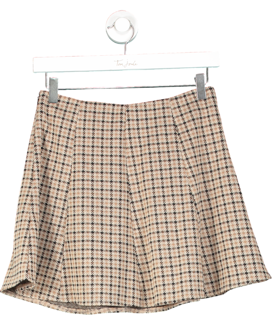 New Look Brown Woven Heritage Check Skirt UK 8